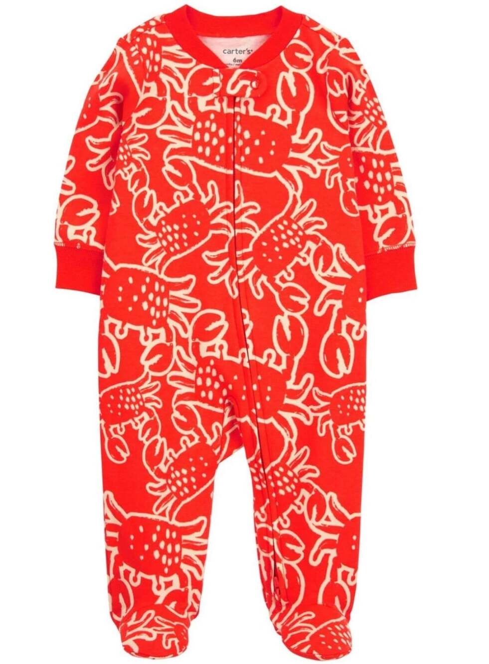 Carter's Baby 2-Way Zip Crab Cotton Sleep & Play 3M Orange Footed Bodysuit